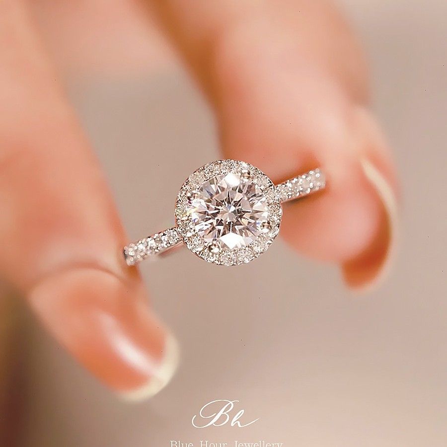 1CT Moissanite Ring Moissanite Diamond Halo Engagement Ring 925 Sterling Silver Promise Wedding Band For Women