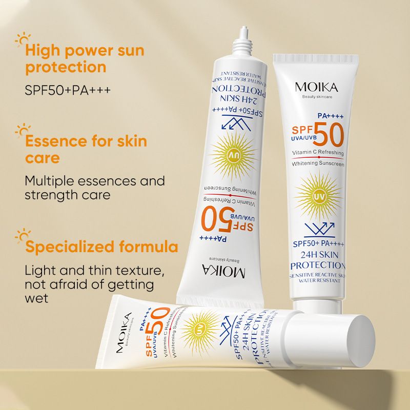 MOIKA Whitening Sunscreen SPF50+ UV Protection Sun Screen Bleaching Creams Moisturizer Body Arms Thighs Facial Sunblock Skin Care