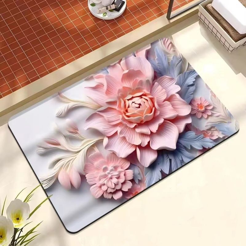 3D oil painting, diatomaceous earth absorbent floor mat, bathroom quick drying carpet, anti slip mat free shipping carpet