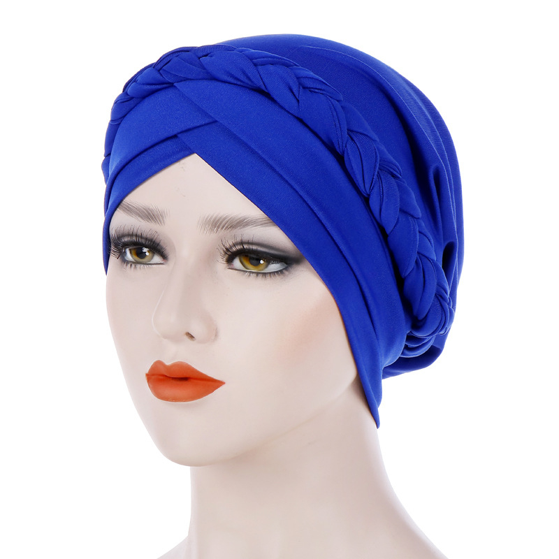 2 pieces of women's headscarf an elegant stretch bandana wrapped in a solid milk silk hat