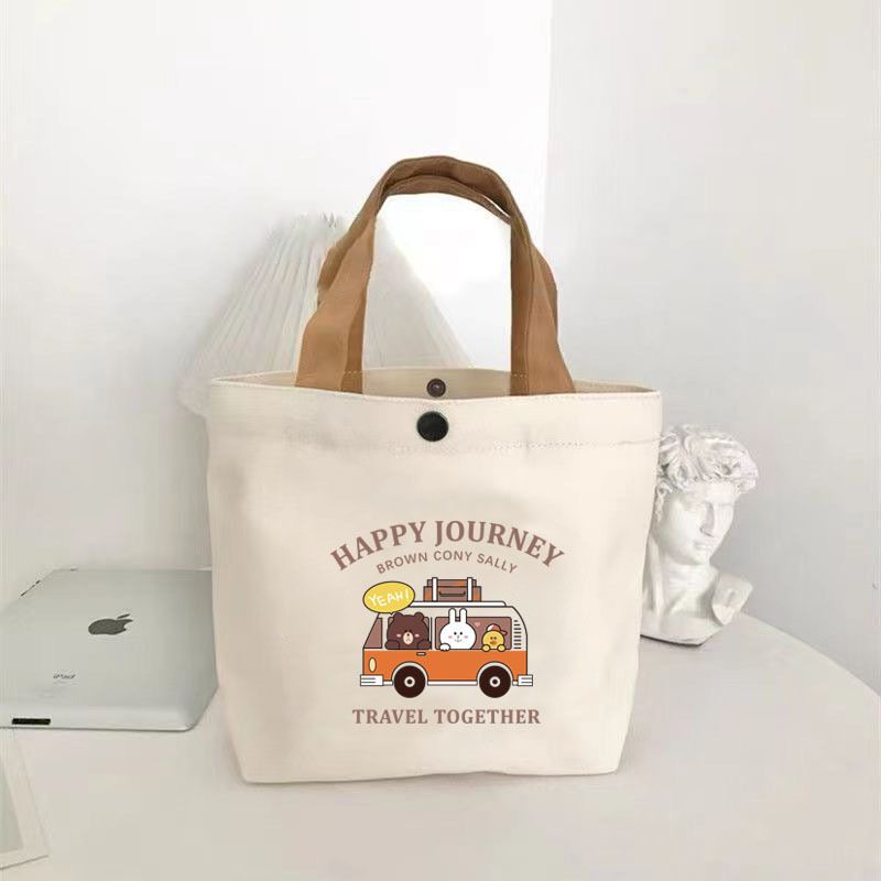 New bear canvas bag female student portable work small hand-held lunch bag handbag canvas bag gift bag