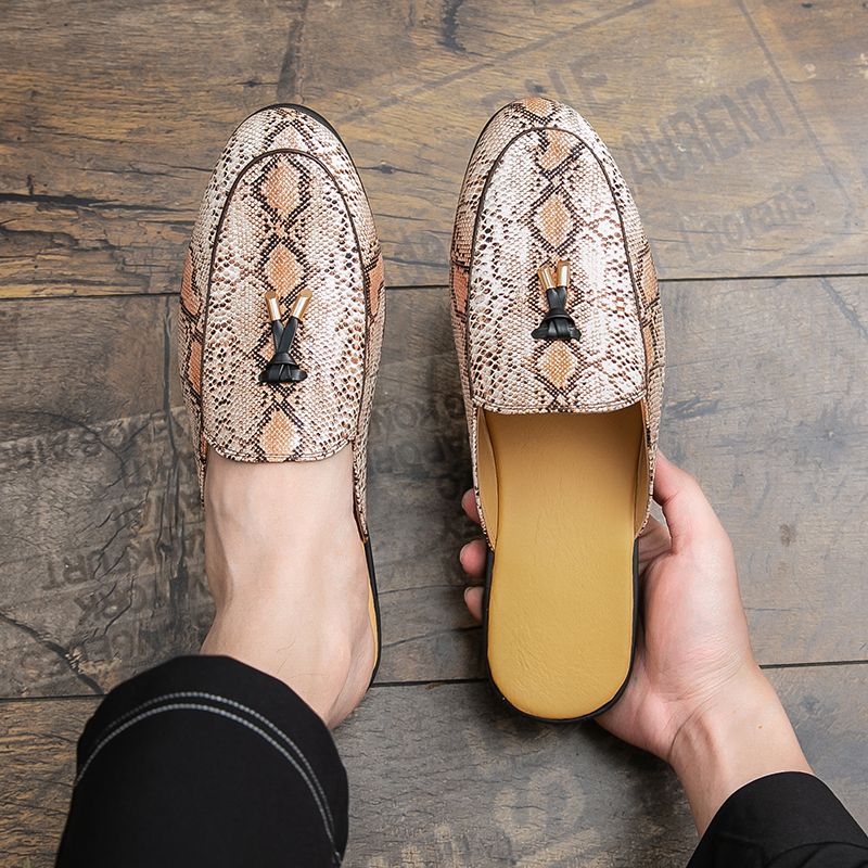 Youth Men Leisure Cool Mules Man Summer Slippers Fashion Casual Leather Loafers Flats Shoes Pu Breathable Slip On Footwears For