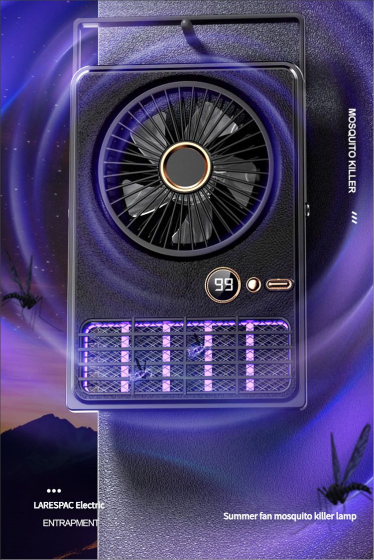 Indoor bedroom air conditioner fan mosquito killer lamp portable outdoor camping fan can be placed or hung two-in-one desktop fan mosquito killer lamp