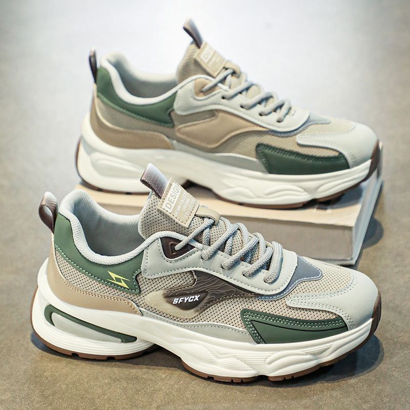 2024 men's shoes summer breathable all-match deodorant wear-resistant mesh surface sports leisure thick soled youth daddy tide shoes F732