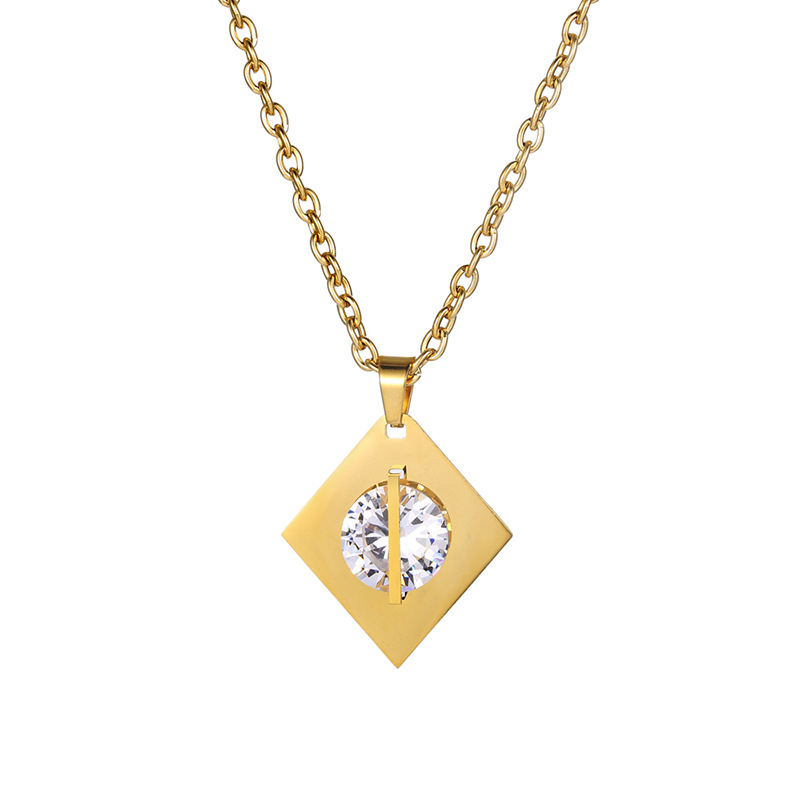 3pcs/set Pendant Necklaces Earring Set Rhinestone Jewelry Set Crystal Fashion Women Necklace Accessories -Gold