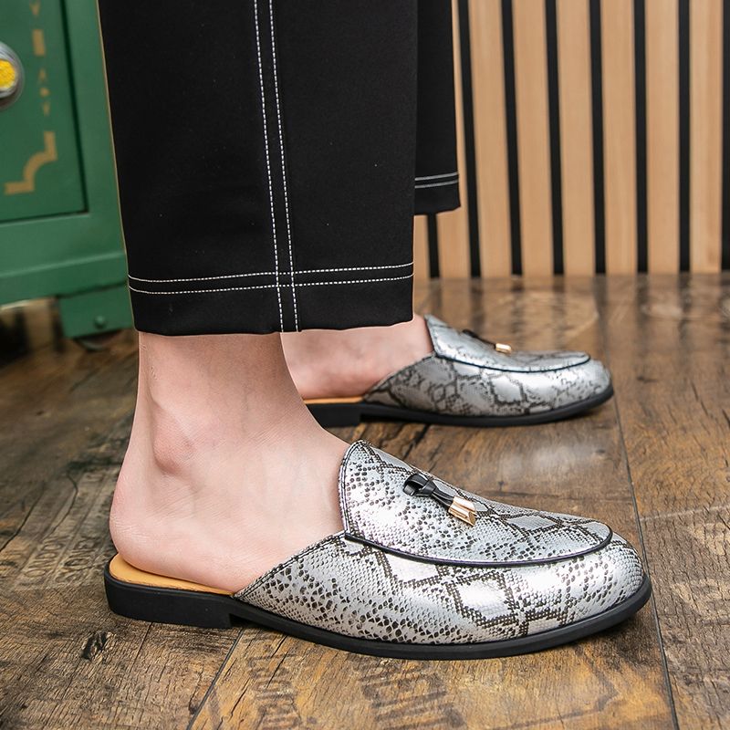 Youth Men Leisure Cool Mules Man Summer Slippers Fashion Casual Leather Loafers Flats Shoes Pu Breathable Slip On Footwears For