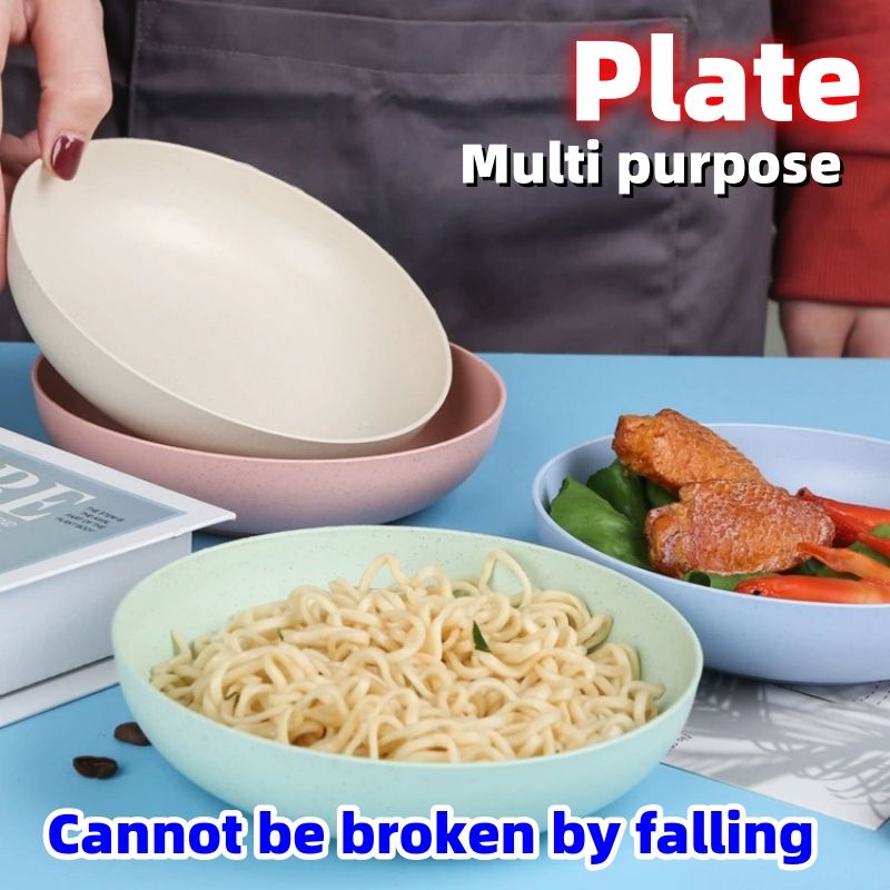 Wheat straw circular vegetable dish, household soup dish, drop resistant snack plastic dish Bottom anti slip design CRRSHOP round plate free shipping