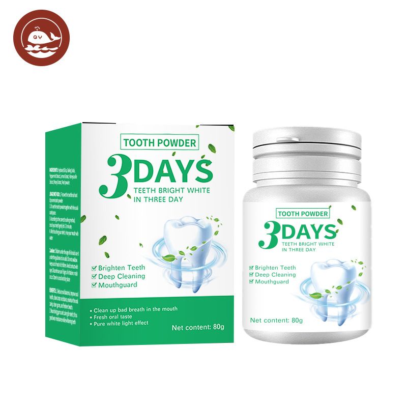 3PCS White TOOTH POWDER 3 Days Plaque Tartar Remover Clean Yellow Teeth Stain Remover Good Breath Teeth Cleaning Powder 80g
