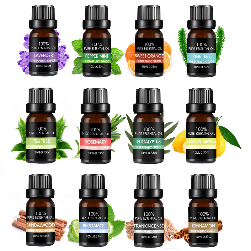 CRELVCOE 12pcs/box Essential Oil Pure Natural 10ML Pure Essential Oils Aromatherapy Diffusers Oil for Healthy Calming Air Fresh Care Air Humidifier Diffuser