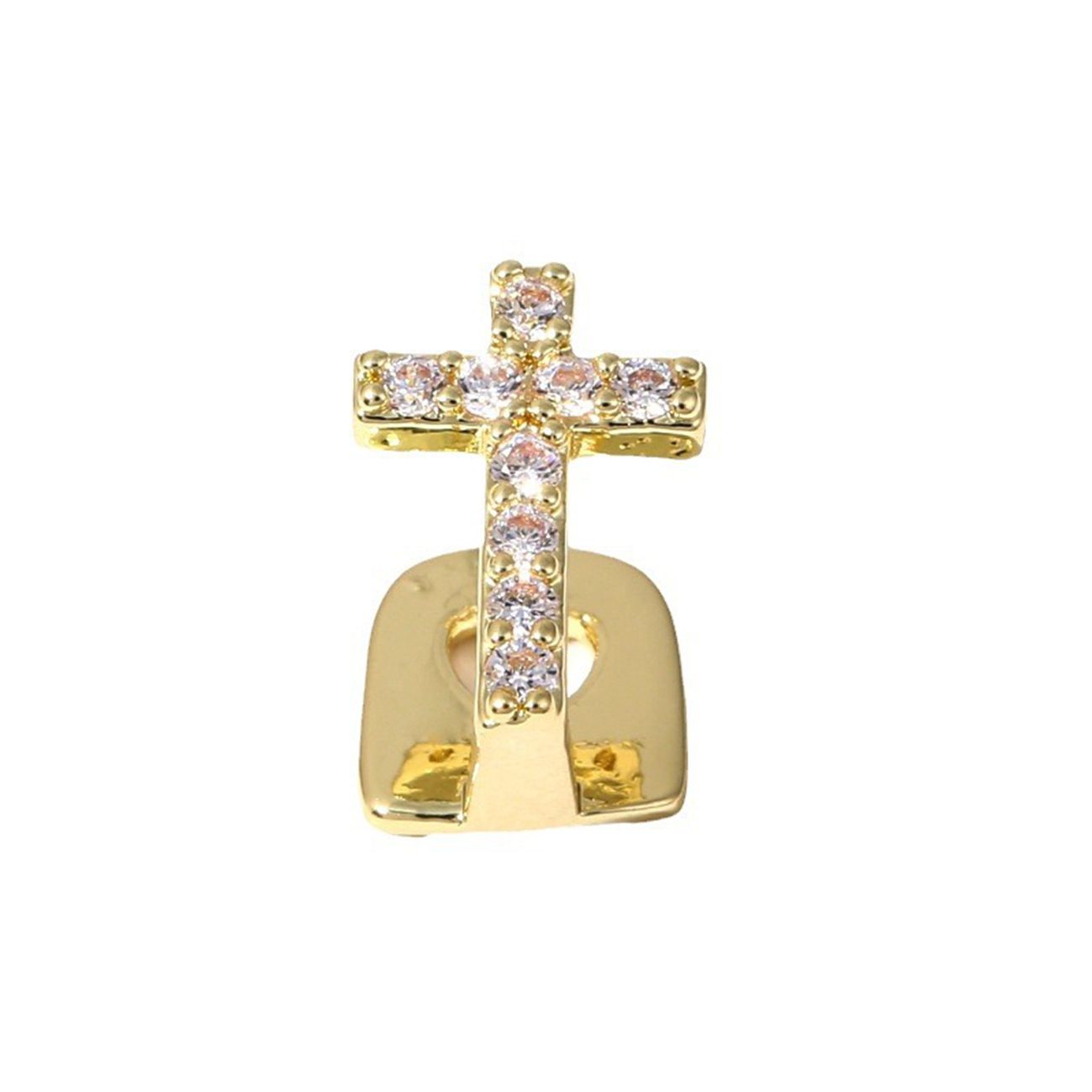 Cross copper micro-inlaid zircon single hip-hop braces teeth grillz teeth decoration trendy tooth decoration hip-hop teeth grillz tooth grillz