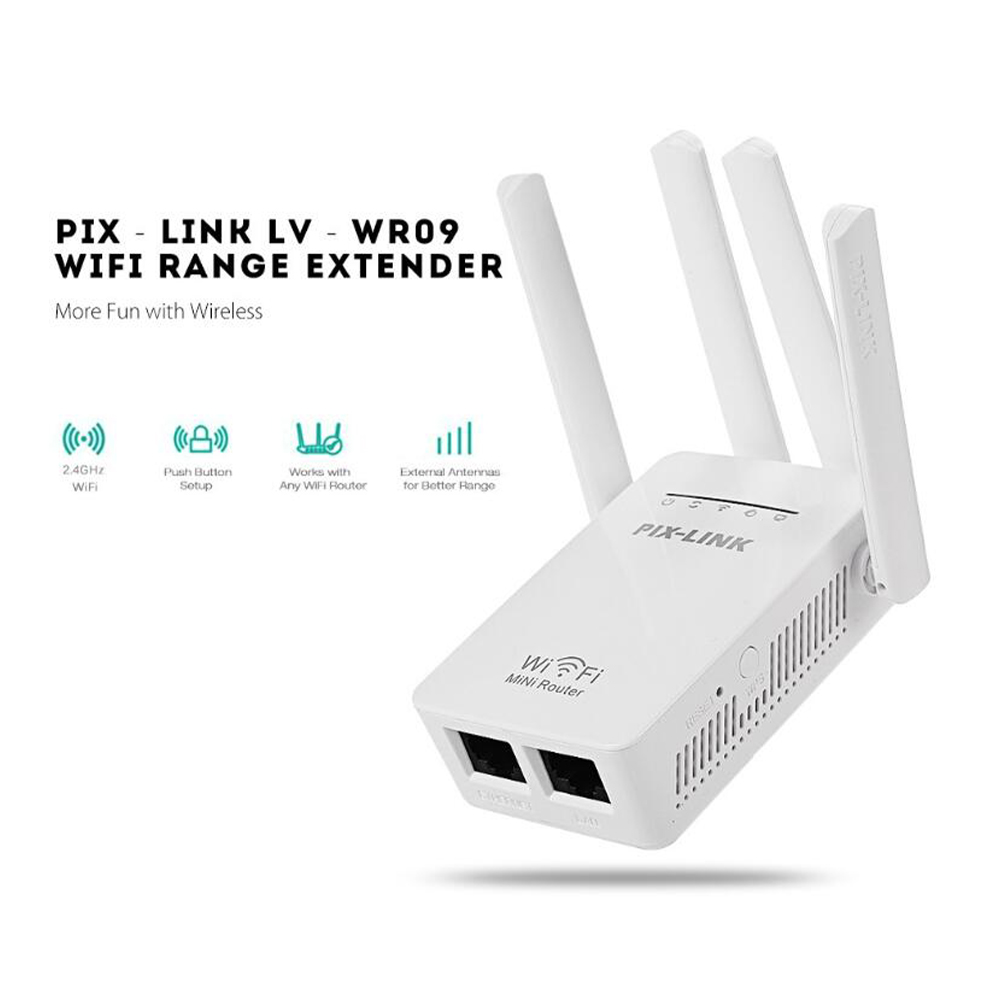 PIXLINK 300Mbps WR09 Wireless WIFI Router WIFI Repeater Booster Extender Home Network 802.11b/g/n RJ45 2 Ports Wilreless-N Wi-fi