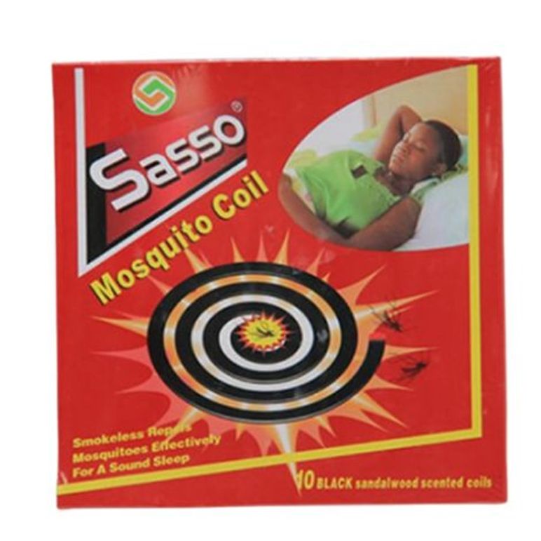 Sasso Mosquito Coil - 10 BLACK sandalwood scented coils 165g
