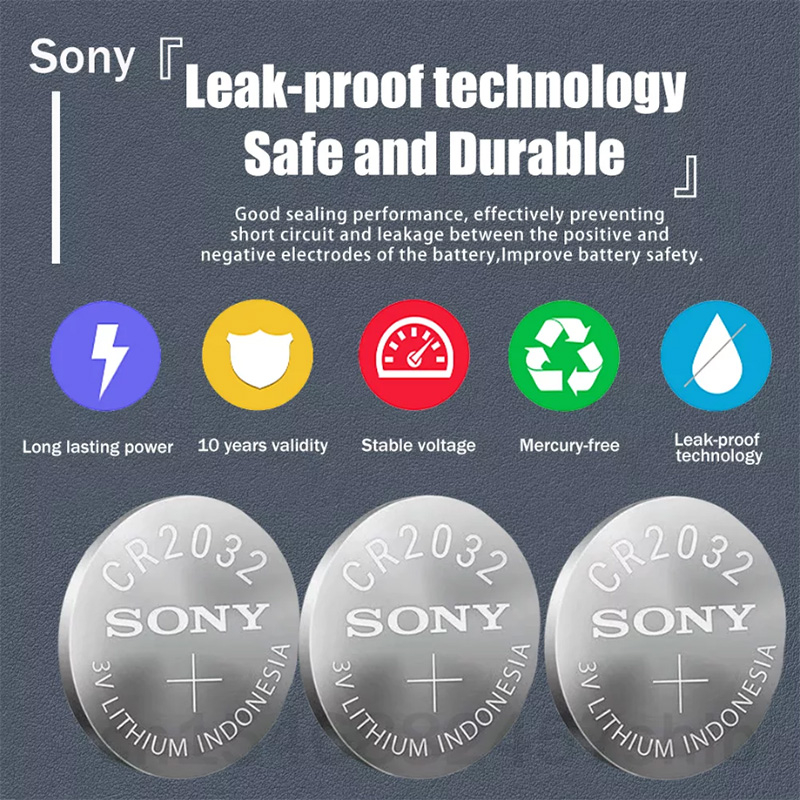 5pcs/lot Sony CR2032 CR 2032 DL2032 ECR2032 3V Lithium Battery For Toy Calculator Car Key Watch Remote Control Button Coin Cells
