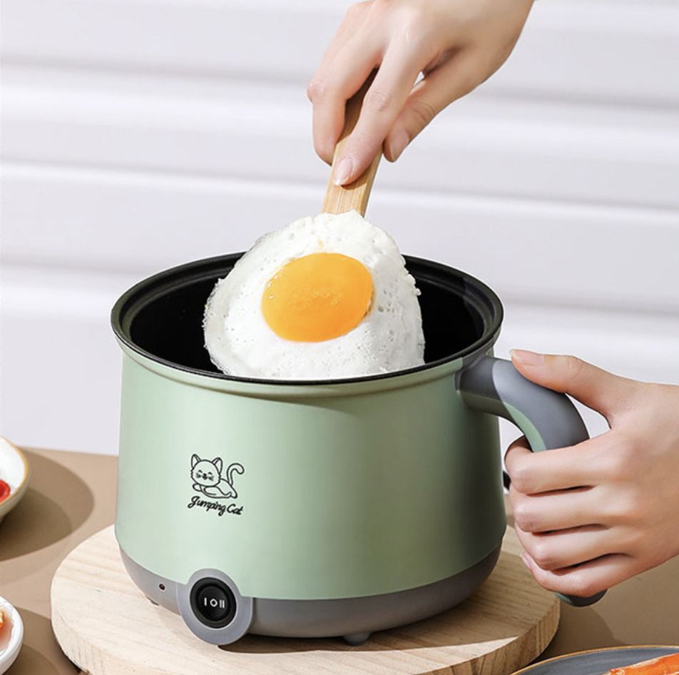 Electric Hot Pot Mini Non-stick Pot Fry Pan Electric Cooker with Plastic Steamer Dormitory Student Noodle Pot Home Electric Steamer Double-layers Egg Cooker Multi-functional Pot for Cooking Soup Rice Porridge Stewpot Kitchen Small Appliance