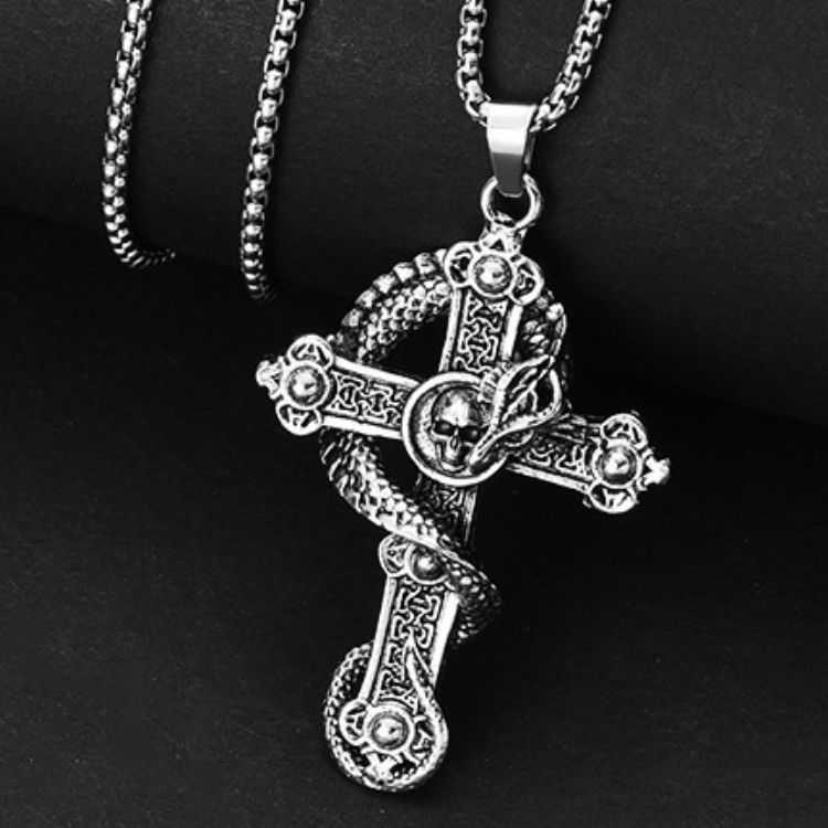 Cross pendant necklace Panlong Skeleton Cross Pendant Personalized Hip Hop necklace gift CRRSHOP men new fashion trend gifts 70 cm long titanium steel chain