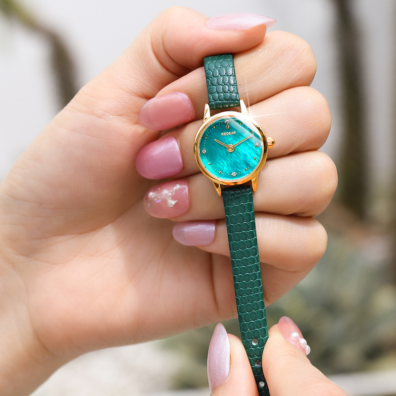 SJ3606 Luxury Women Watches Fashion Ladies Quartz Watch Japan Movement Green Dial Leather Female Wrist Watch 
