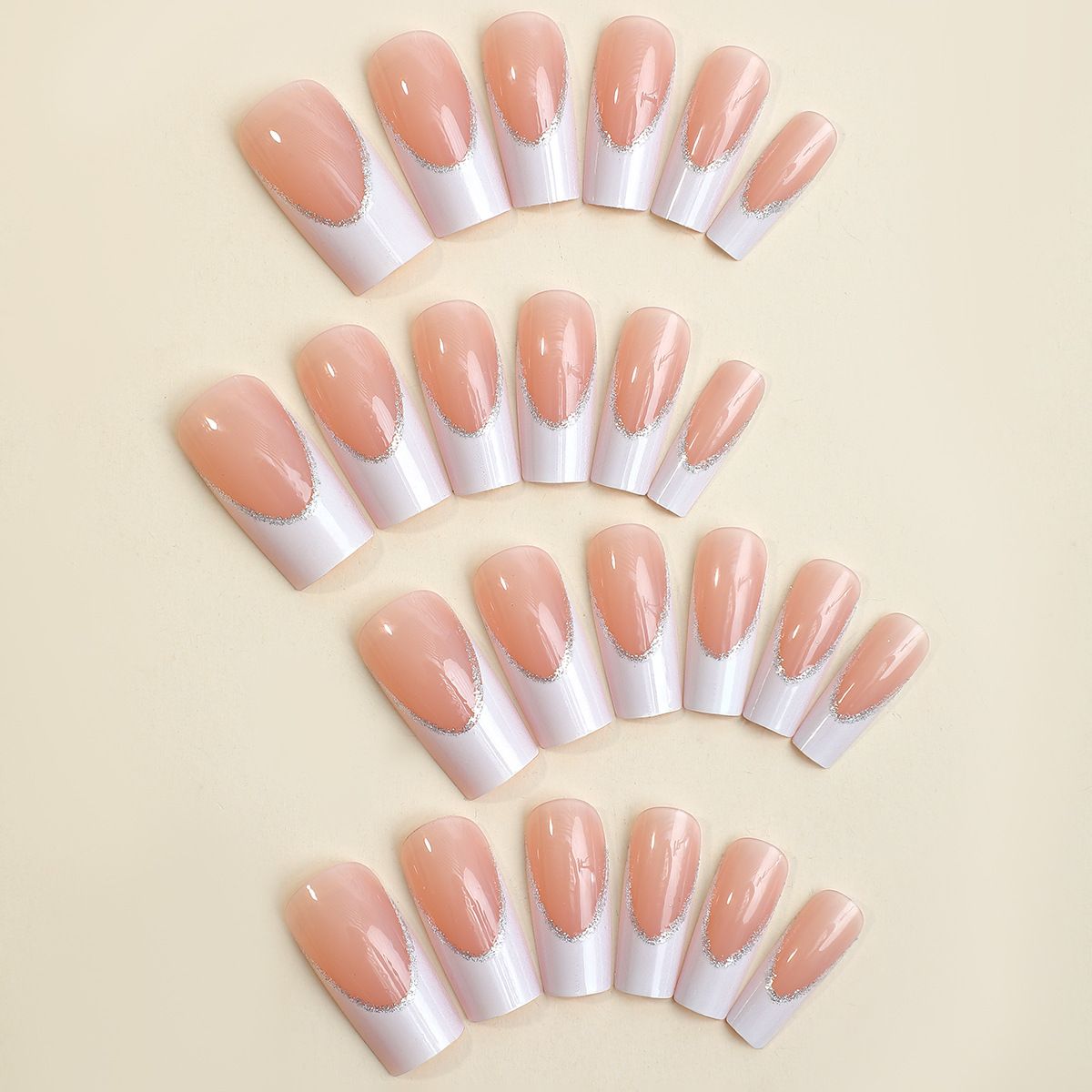 Best-selling long-tube European and American false nails finished rectangular French False nails wearable nail art