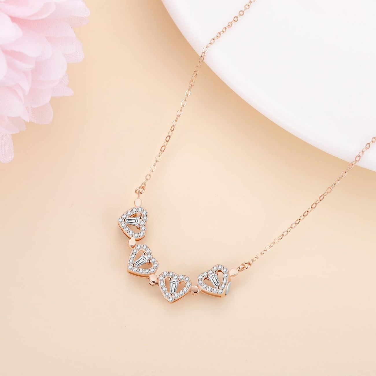 2-in-1 Lucky Clover Heart Pendant Necklace Minimalist Niche Design Clavicle Chain Fashion Jewelry for Women