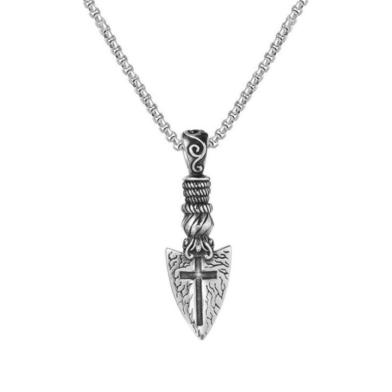 Necklace unisex Hip hop accessories, trendy, cross blade necklace, men's and women's titanium steel jewelry CRRSHOP free shipping pendant chain necklace