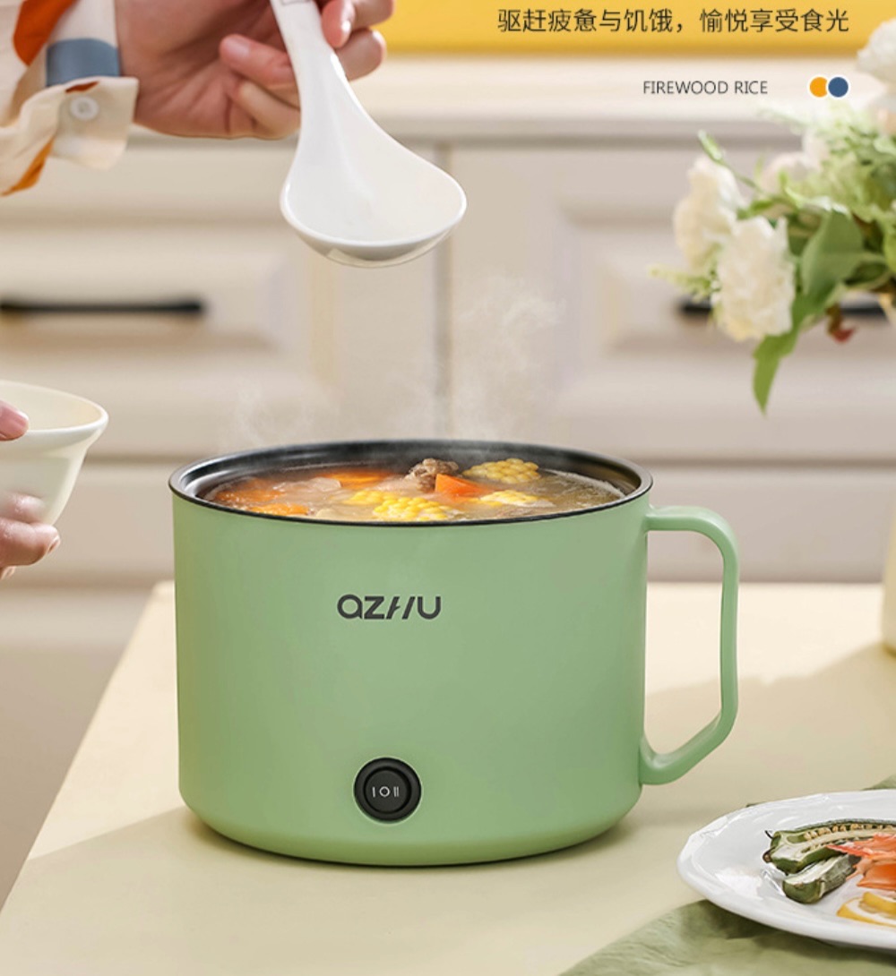 Electric Hot Pot,1.8L Household Rapid Noodles Cooker, Electric Cooker,Multifunctional Cooking Pot，Frying Pan,Mini Steamer,Non-Stick Casserole，Mini Multi-Cooker for Pasta Noodles, Soup, Boiled Eggs, Vegetables, Meat 