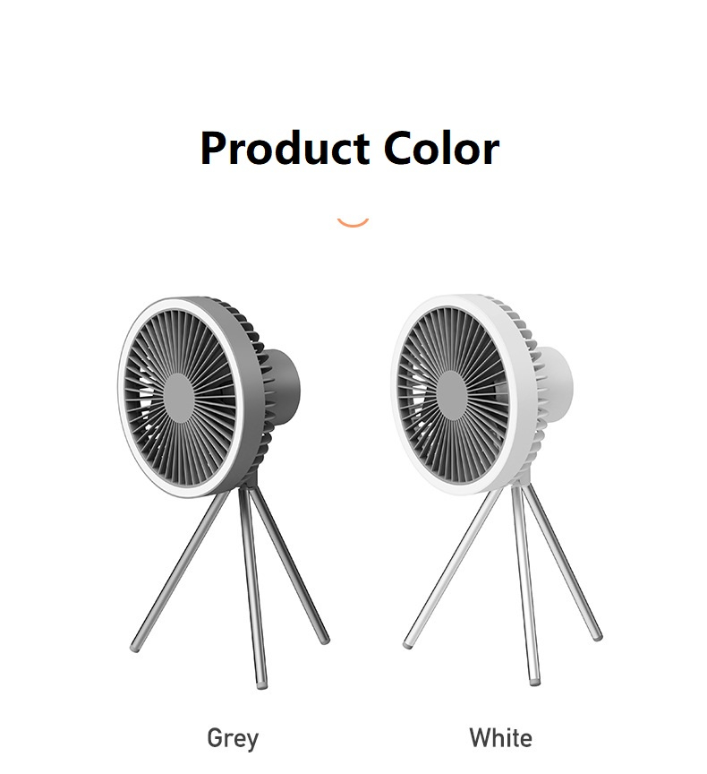 MECOLA Portable Camping Fan with LED Lantern, 10000mAh Battery Operated USB Rechargeable Fan with Hanging Hook, 3 Lights Modes, 3 Speeds Quiet Ceiling Fan, Tent Fan with Tripod for Outdoor Emergency Outage