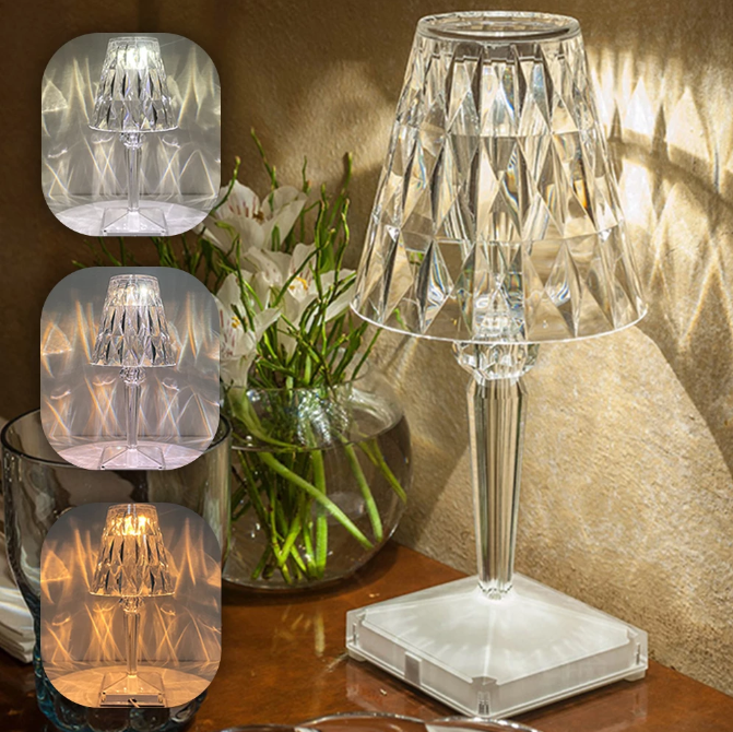 Diamond Table Lamp Acrylic Decoration Desk Lamps For Bedroom Bedside Bar Crystal Lighting Fixtures Gift LED Night Light