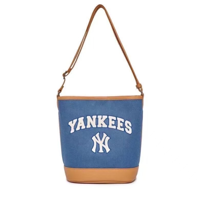 MLB Retro Vintage Flower Bucket Bag NY Full Label Embroidered Bucket Bag Single Shoulder Crossbody Bag Men's and Women's Versatile Casual Bag 