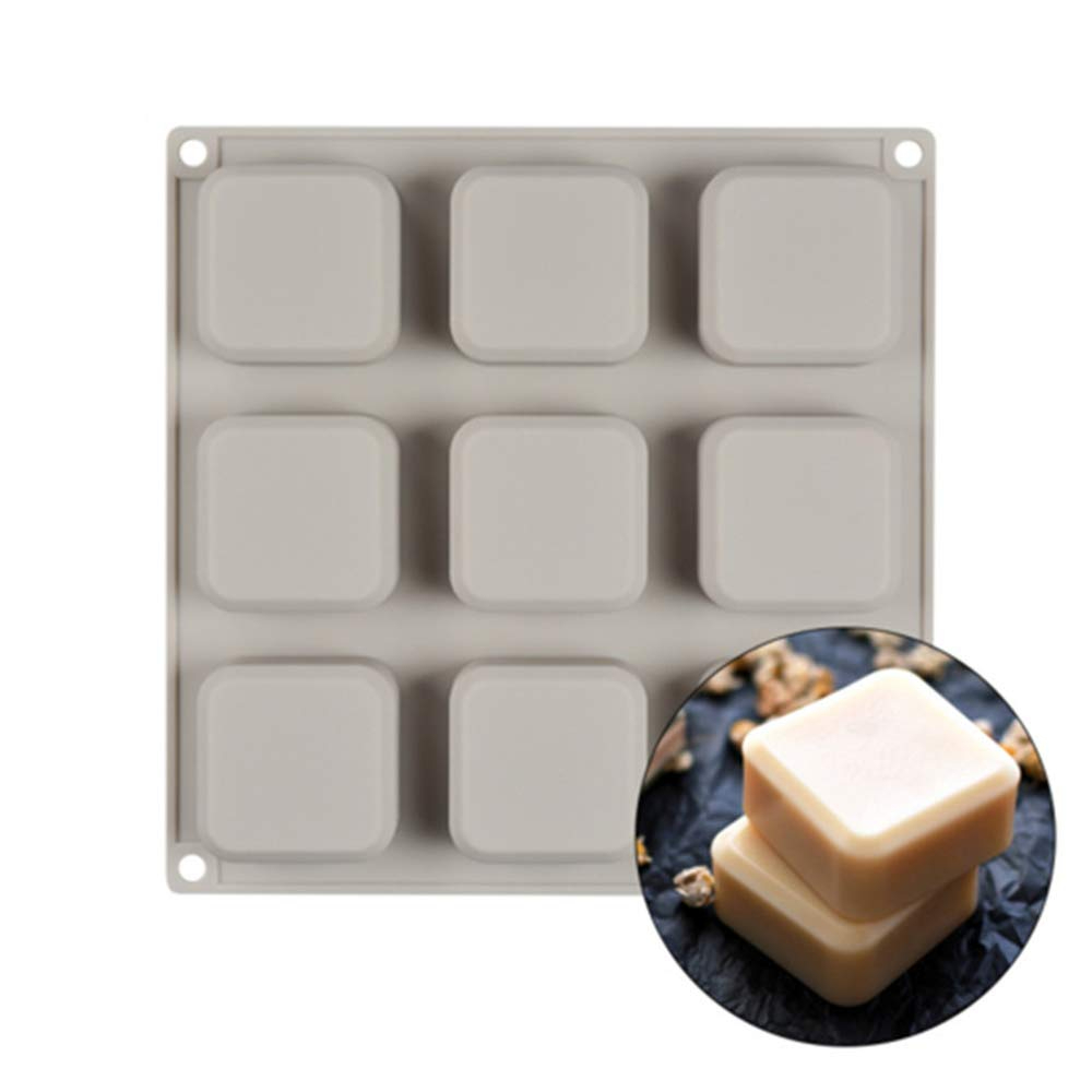 027# Silicone Soap Molds, 9 Cavities Square Soap Mold DIY Handmade Silicone Mold for Soap Making, Pudding, Muffin, Loaf, Brownie, Cornbread