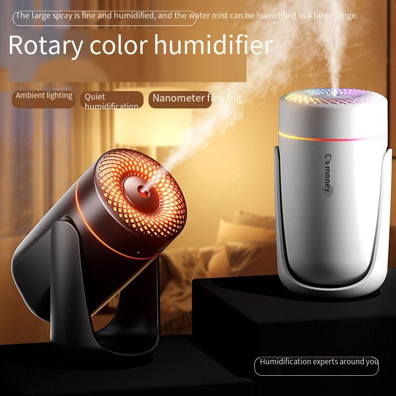 300ml Rotating RGB Humidifier, Adjustable Angle Ultrasonic Cool Mist Humidifier, USB Portable Humidifier with Auto Shut-Off, Quiet Desktop Humidifier for Car, Office, Bedroom, Travel, Home, Plants, Baby Use