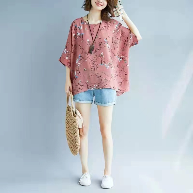 DX0116# Women Floral Print Tee T-Shirt