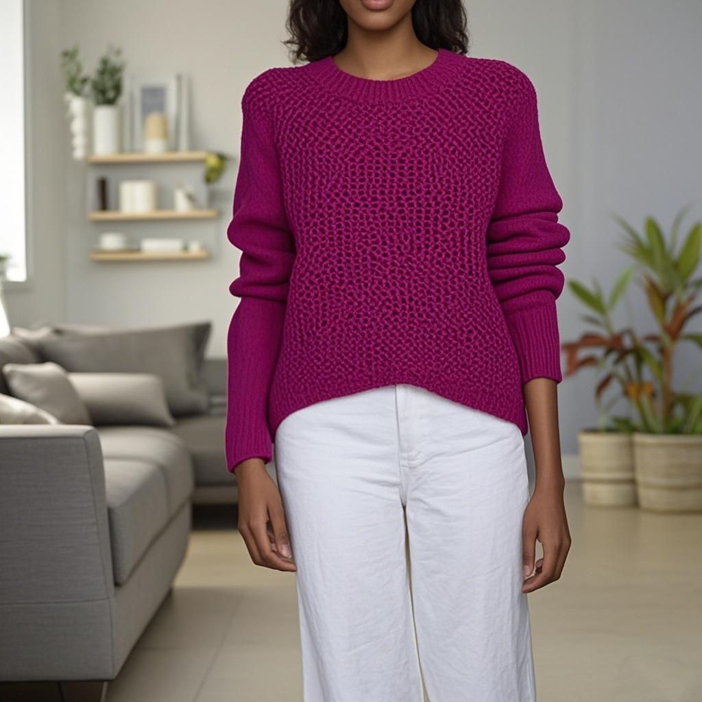 Wool knit Sweater Round Neck Women's Sweater