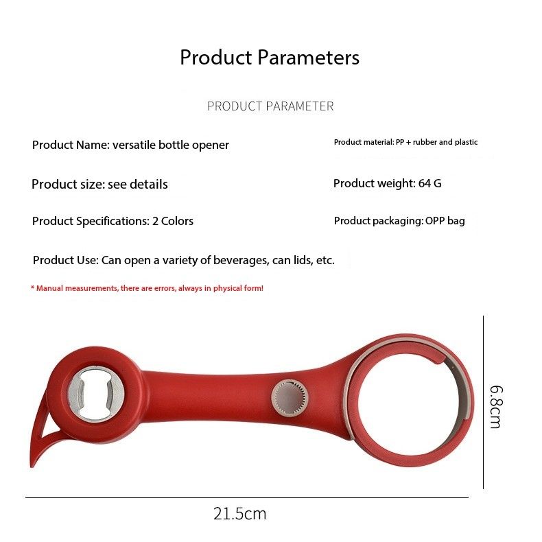 Plastic 4-in-1 Bottle Opener - Creative Multifunctional Lid Twist, Beer, and Can Opener for Home Use
