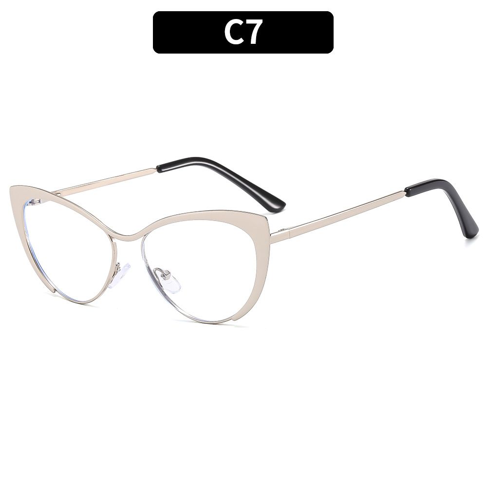 8303 Sexy Cat Eye Gold Metal Half Frame Glasses for Women Optical Computer Glasses Female Spectacles Fashion Eye-wear EyeglassesC7