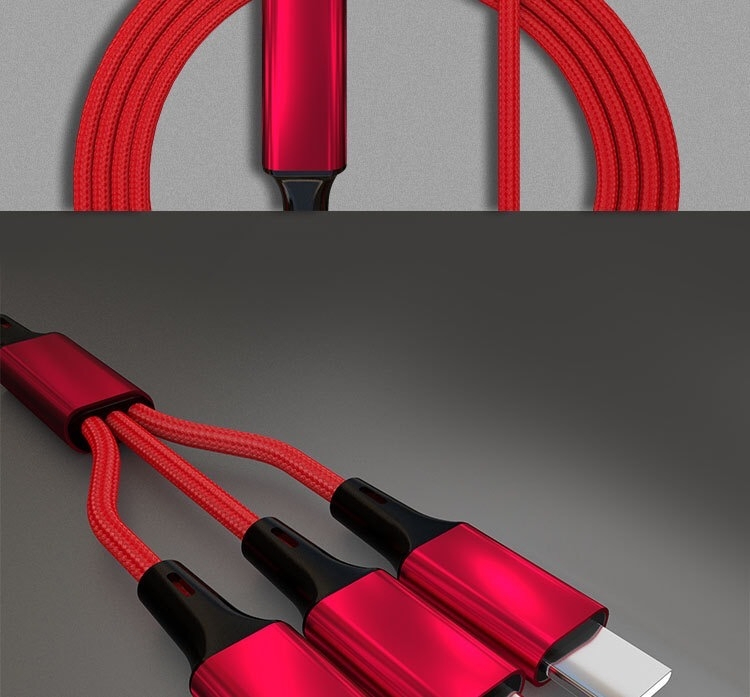 Android iPhone Type-C 3-in-1 High Speed Quick Charge Data Cable luxury gold 3-in-1 data cable