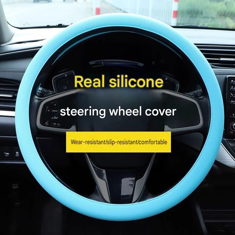 Universal Thin Soft Silicone Steering Wheel Cover For Men Women Fashion Sweat Absorbent Anti-slip Car Wheel Grip All Seasons Vehicle Accessory