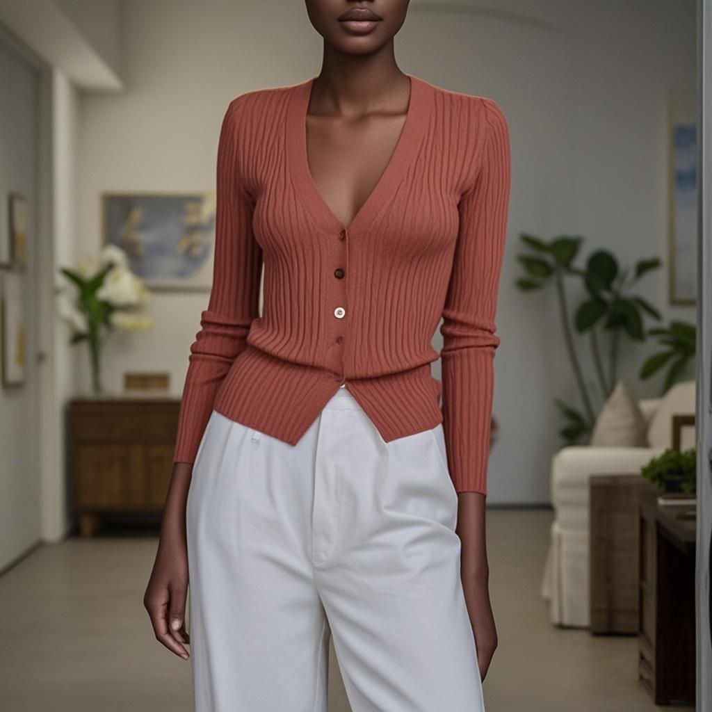 100% cashmere knit Sweater Round Women's Sweater