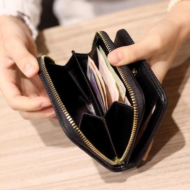Women Short Wallets PU Leather Female Plaid Purses Nubuck Card Holder Wallet