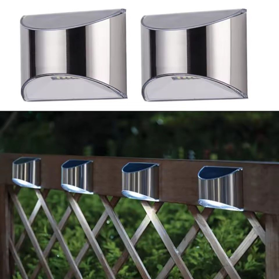 New Outdoor Rainproof Stainless Steel Solar LED Step Wall Light With Built-In Human Body Motion Sensor,Wide Application For Stair Risers, Courtyard Wall, Garden Fence, Villa Balcony Landscape Decorative Security Lighting