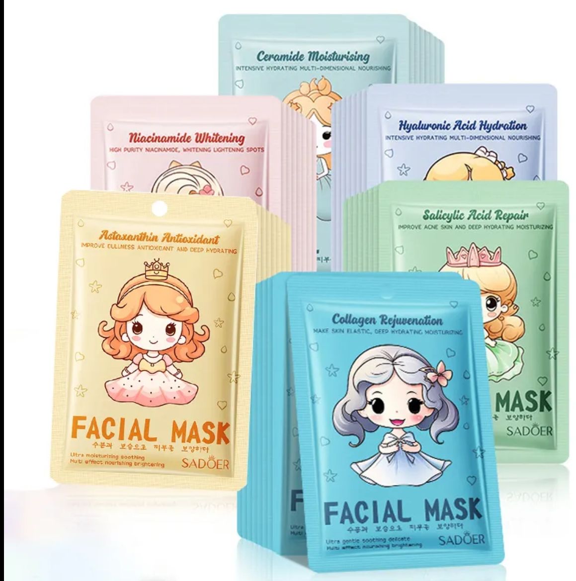 Randomly picked sheet mask for Moisturizing, oil control, anti-acne, pores shrinking, hydrating and other skin care benefits tackling various skin conditions, with gifts