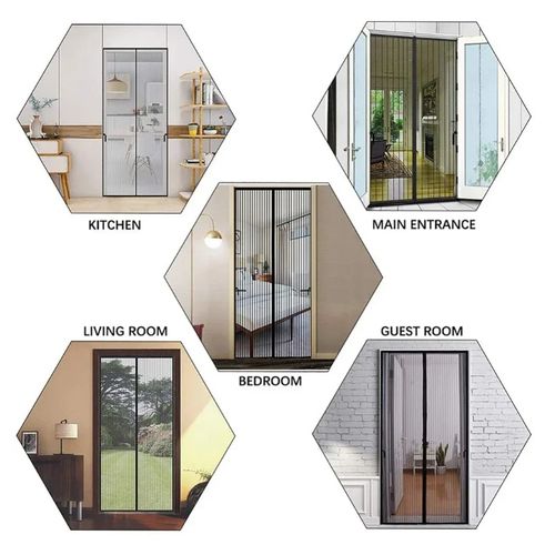 New Hot-Selling Wind Proof Mosquito Screen Door Net Curtain Anti Mosquito Mesh Fly Soft Magnetic Door Screen Curtains Mesh Magnetic Screen Door Fresh Air Flow & Keep Bugs Out-210cmX110cm
