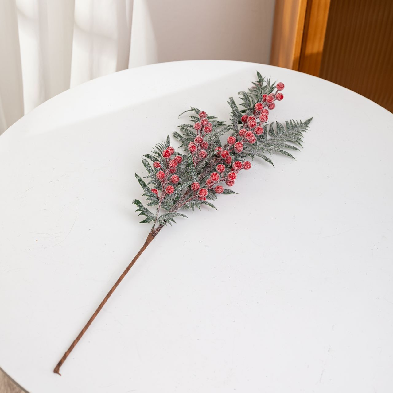 1PCS Artificial Christmas Floral Picks - Assorted Holly Picks Stems - Pine Branches Picks Spray with Pinecones Holly Leaves for Floral ArrangementRED AND GREEN