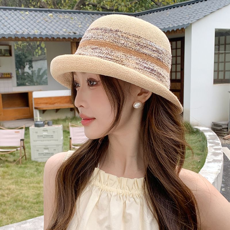 2025 summer new hat children's elegant temperament rolled edge fisherman hat women's French elegant temperament show face small basin hat