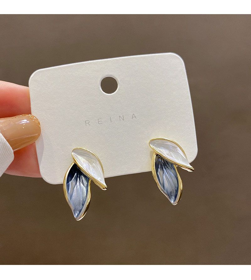 M1374 New Arrival Metal Trendy Summer Fresh Lovely Sweet Grey Leaf Dangle Earrings For Women Fashion Metal Jewelry