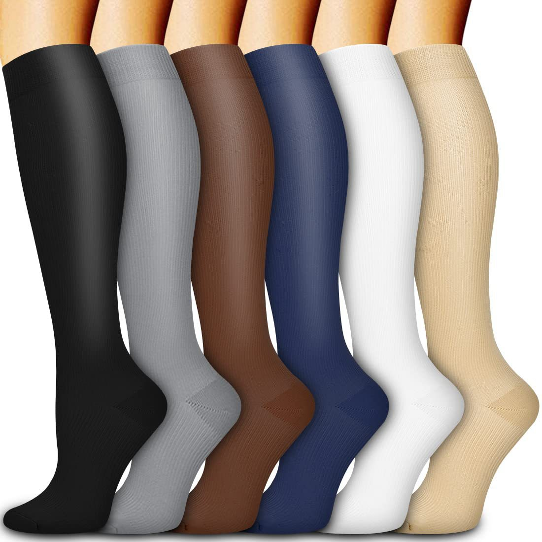 1Pair Copper Compression Socks for Women & Men Circulation 15-20 mmHg is Best for All Day Wear Running
