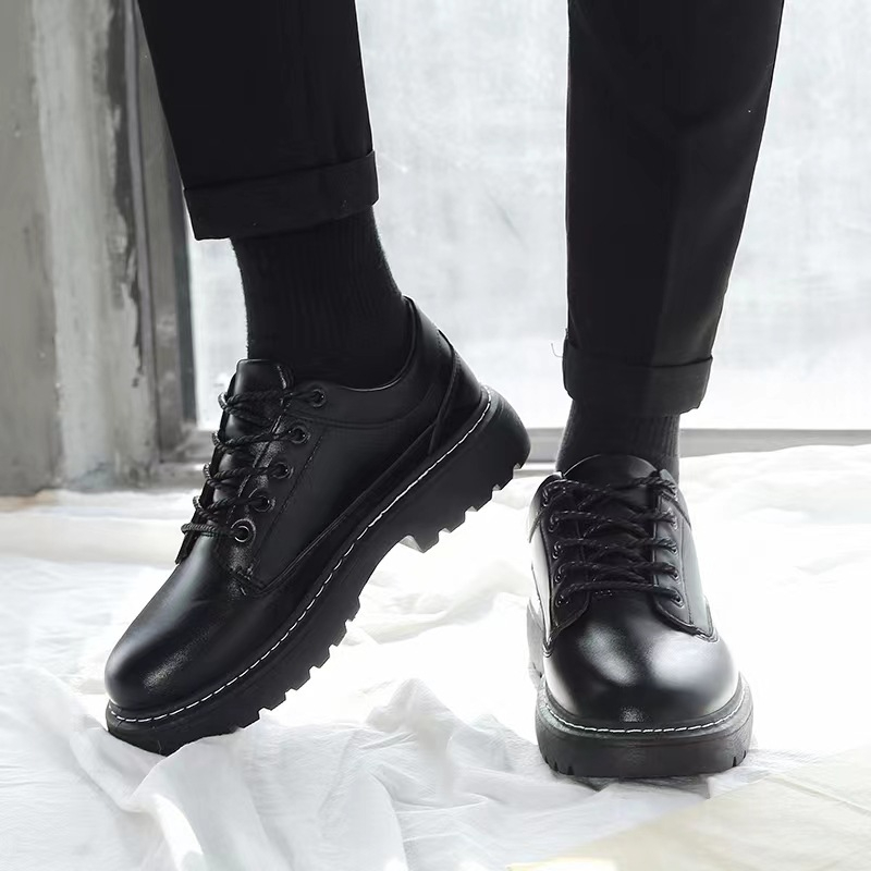 D616 Men's Breathable Business Low-Top Leather Shoes Platform Casual Shoes