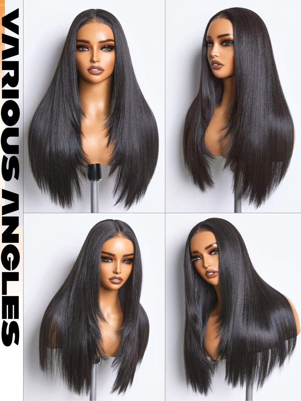 Long Straight Remy Human Hair Wigs Natural Black Heat Resistant Fiber Hair Full Machine Wig with Bangs Cosplay Party Wig For Fashion Women(28 Inches Natural Black Hair)