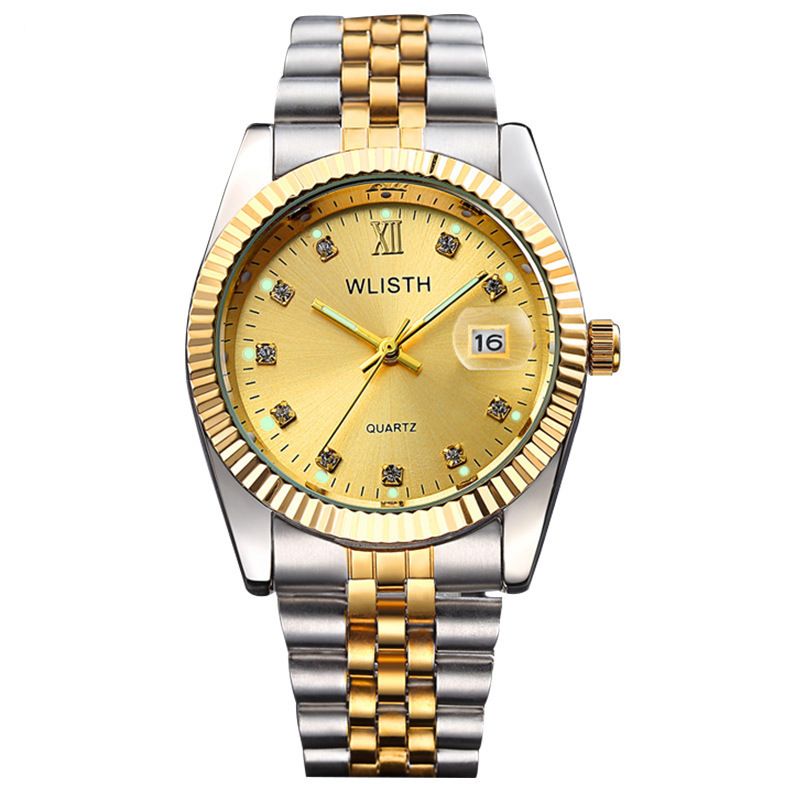 Q354 Luxury Men Automatic Quartz Business Fashion Steel Strap Wrist Watch For Man Male Dad Gold Black Silver Watches