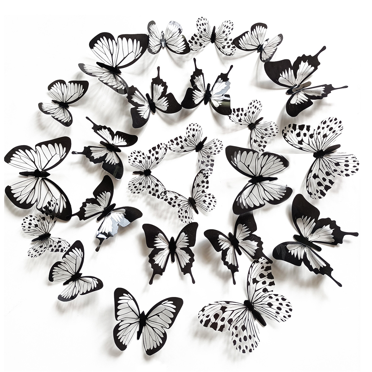 24 PCS 3D Colorful Crystal Butterfly Wall Stickers with Adhesive Art Decal Satin Paper Butterflies Baby Kids Bedroom Home DIY Decor Removable Sticker