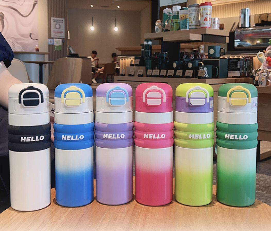 Vacuum Cup Dual Drink Gradient Cup 316 Stainless Steel Insulated Cup Portable Drawstring Straw Cup Water Cup