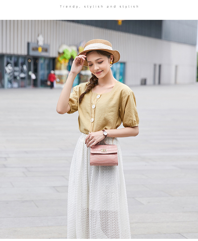 New Fashion Crocodile Pattern Shoulder Bag PU Chain Buckle Messenger Bag Three-dimensional Texture Handbags for Women